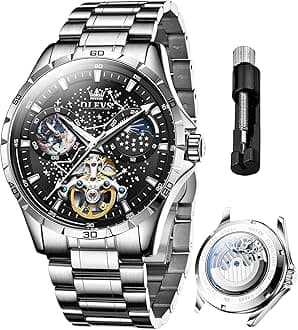 Mens Luxury Skeleton Automatic Watch Diamond Self Winding Mechanical Timepiece Gifts Luminous Waterproof