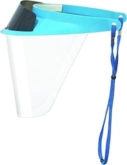 iVisor Plus Reusable Face Shield Kit, Full Face Protective Shield with Anti-Fog Coating and Cinch Cord, Adjustable to Comfortably Fit All Head Sizes, Blue