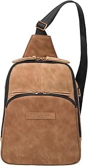 Petunia Pickle Bottom Criss-Cross Sling Bag, Crossbody for Women and Men, Adjustable Straps for a Custom-Fit, Spacious Main Pocket, Perfect for Travel & Everyday Use (Brioche)