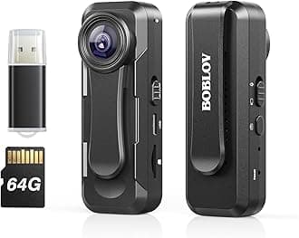 BOBLOV W1 64GB HD 1080P Body Worn Camera, Wearable Body Camera with 2 Clips, Loop Recording Video Camera, Support Time Stamp, Back Clip for Traveling, Driver, Delivery Man, Lecture Recording