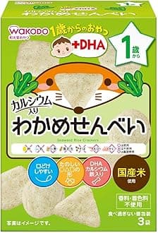 Wakodo Snacks from 1 year old and up + DHA Wakame Senbei 1 year old and up with DHA, Iron, and Ca Formulated x 6
