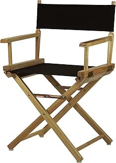 Casual Home Natural Frame Canvas Director Chair, 18", Black