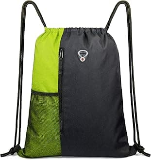 BeeGreen Lime Gym Bag Drawstring Backpack for Women Sports Backpack Workout Bag With 2 Water Bottle Mesh Pockets And Two Zipper Pockets
