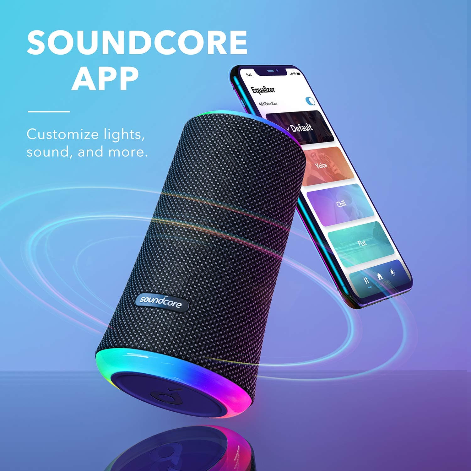 Soundcore Anker Flare 2 Bluetooth Speaker, with IPX7 Waterproof Protection and 360° Sound for Backyard and Beach Party, 20W Wireless Speaker with PartyCast, EQ Adjustment, and 12-Hour Playtime