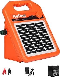 ANDMON MINI250 15 Miles Solar Electric Fence Charger, 0.25 Joule Solar Fence Charger for Livestock, Pigs, Horses, Cattle Sheep, Solar Powered Electric Fence with Day or Night Mode, Easy Installation