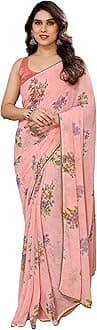 DIVUS Ready to wear Pre draped Prestitched one min readymade Designer Parywear saree with Unstitch Blouse (Peach)
