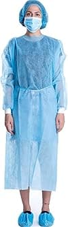 Disposable Isolation Gown Polypropylene Lab Gowns Knit Cuff Long Sleeve Pack of 15
