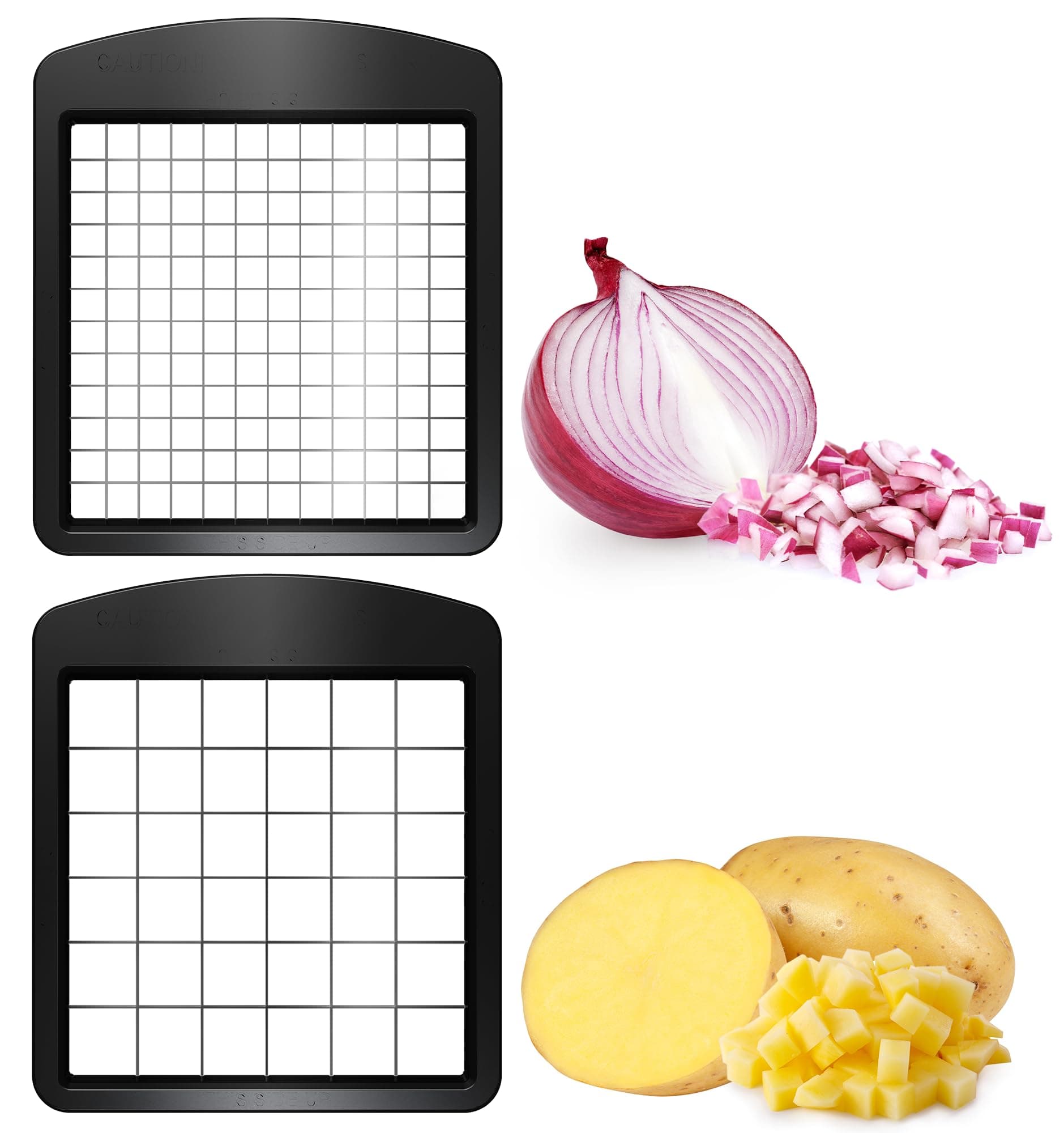 Fullstar Blade Replacement Set – Only Compatible with Select Fullstar Vegetable Chopper Models – 2pc Insert Set for Large Dice (Potatoes, Apples) & Small Dice (Onions, Tomatoes) – 3.9 x 4.4 inches