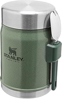 1913 Classic Legendary Food Jar 0.4L With Spork - Keeps Cold For 7 Hours - BPA-Free Stainless Steel Soup Flask - Leakproof - Dishwasher Safe - Hammertone Green