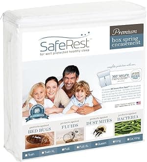 SafeRest Premium Box Spring Encasement - Lab Tested - 100% Bed Bug, Dust Mite and Waterproof - Vinyl Free (Fits 6 - 9 in. H) - Cal King Size (Includes 2 Encasements Needed For Split Box Springs) by SafeRest
