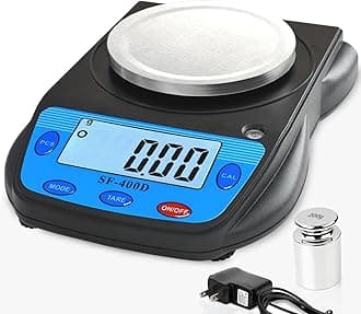 600g x 0.01g Science Digital Scale Lab Balance Gram Scale 6 Units Accuracy Electronic Laboratory Scale Chemistry, Jewelry, Carats, Ounces, Grams, Calibration Weight and Adapter Included