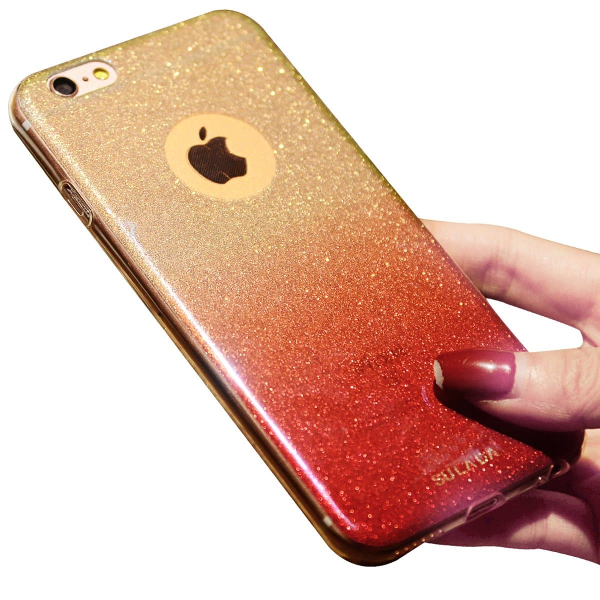 iPhone 6 Plus Case, Beauty shine Glitter Soft case Candy Soft TPU Gel Phone Cover Case Fashion Bright Soft Border Protective Back Cover for iphone 6/6s plus 5.5 inch (Red)