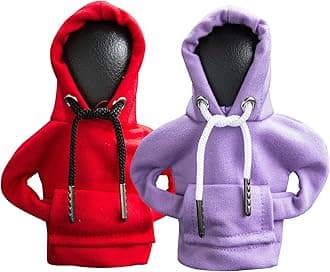 ECDREAM 2Pcs Car Shift Knob Hoodie,Gear Shift Hoodie,Funny Sweater Hoodie for Gearshift,Automotive Interior Accessories（Red and Purple）