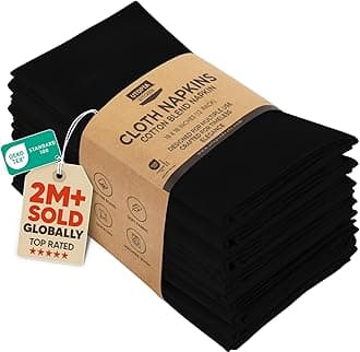 Utopia Bedding Cotton Dinner Napkins Black - 12 Pack (18 Inches X18 Inches) Soft and Comfortable - Durable Hotel Quality - Ideal for Events and Regular Home Use