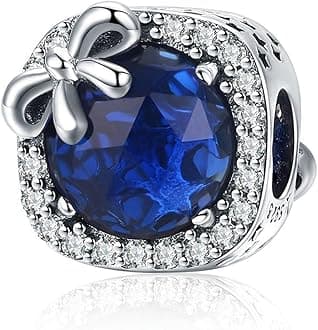 MUERDOU Birthstone Charm for Charms Bracelet Bowknot Birthday Crystal Charms for Bracelet and Necklace