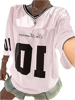 Floerns Women's Camo Print Team Sports T Shirts V Neck Basketball Jersey Tee Shirts