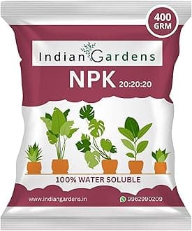 - Indian Gardens - NPK 20:20:20 Fertilizer for all Garden Plants | Water Soluable | Plant Growth Booster | Plant Food | 400 Grams