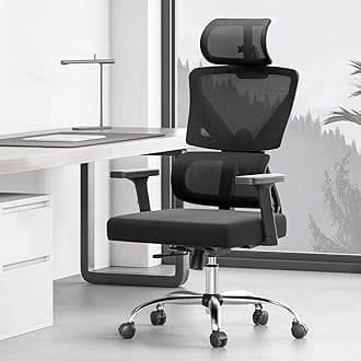 HbadaE2 Office Chair Ergonomic Office Chair High Double Back Lumbar Support Mesh Desk Chair with Footrest,Black