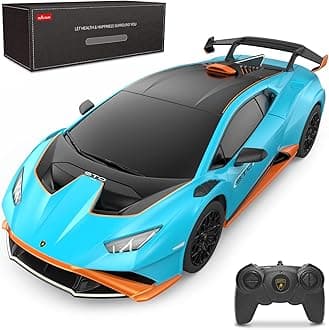 by Lamborghini Huracan STO RC Car 1:24 Scale Remote Control Toy Car, R/C Model Vehicle for Kids Black RC - Blue