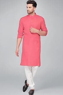 Multi Colored Cotton Plain Men's Ethnic Kurta Only