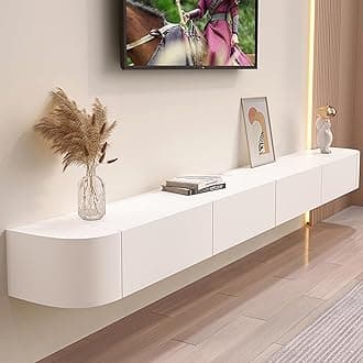 Modern Wall Mounted Floating TV Stand, Entertainment Unit, TV Console with Doors Drawers for Living Room, Bedroom (White, 220CM)