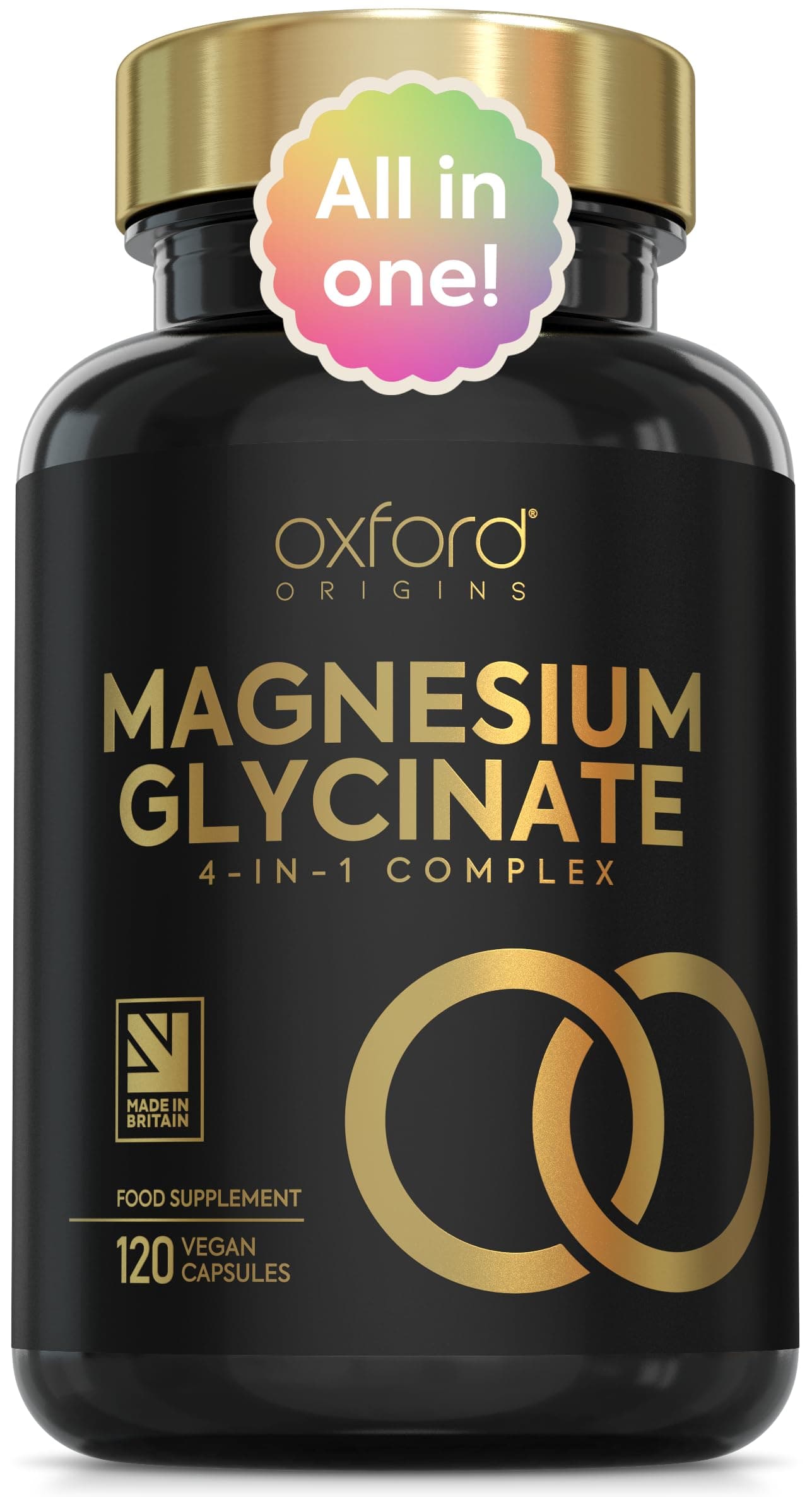 Advanced Magnesium Glycinate 4-in-1 Complex | Made in The UK | 1233mg of Mag Bisglycinate, Citrate, Malate & Taurate | Magnesium Supplements | More Varieties, More Benefits | 120 Capsules