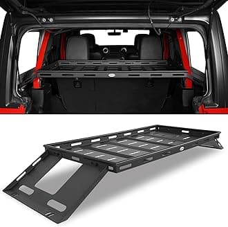 Hooke Road Rear Trunk Cargo Rack Basket Tray for 2007-2025 Jeep Wrangler JK JL 4-Door Hardtops, Sturdy Steel Shelf for Camping Trip Gear