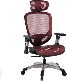 STAPLES Hyken Ergonomic Swivel Task Chair, Adjustable with Breathable Mesh & Lumbar Support, Perfect for Home& Office, Maroon