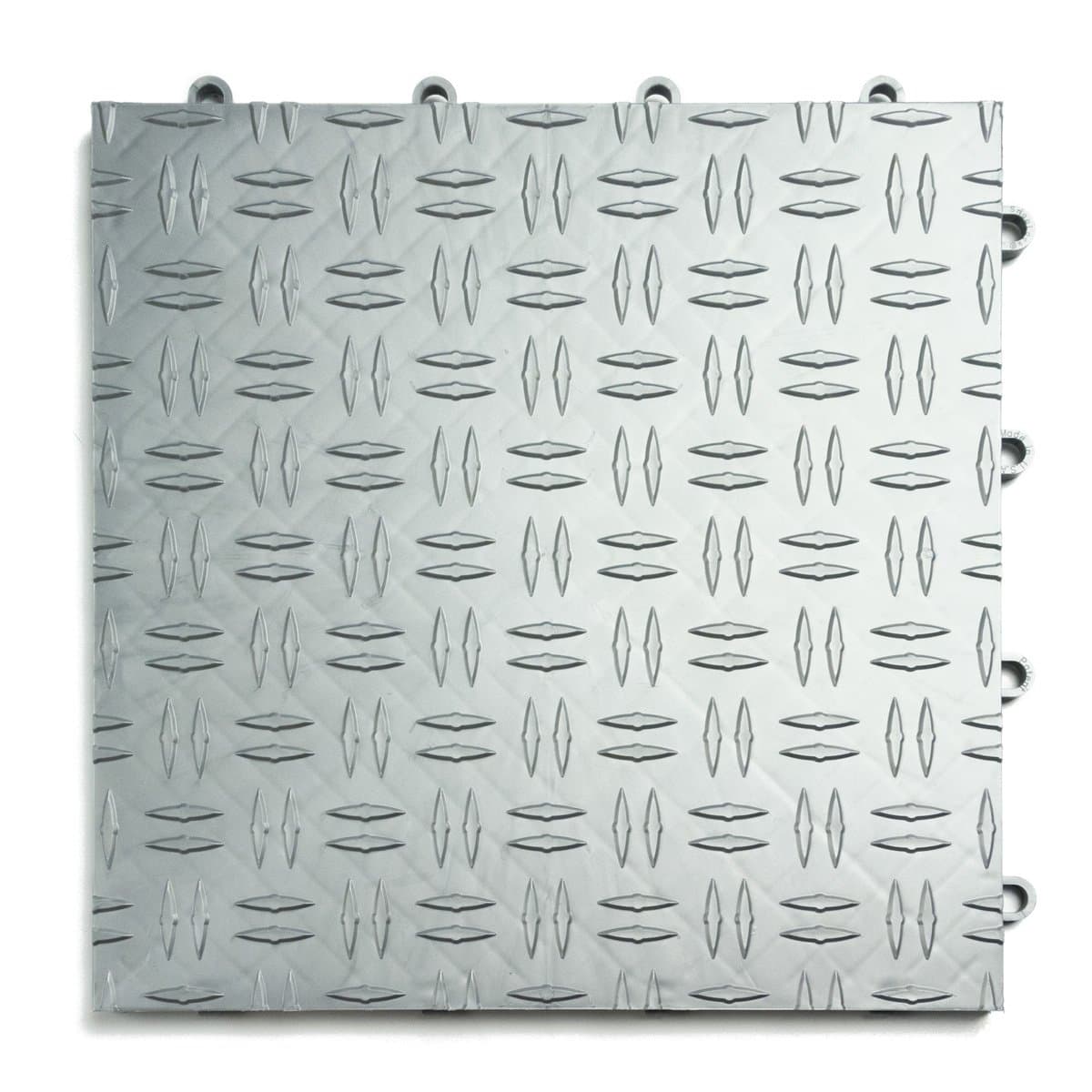 GarageTrac Diamond Durable Interlocking Modular Garage Floor Tile (Pack of 48) Alloy