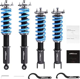 maXpeedingrods Coilover for Infiniti Q50 2014-2023 RWD, Coil Spring Shock Absorber Struts, 24 Levels Damper Adjustable Coilovers Suspension Kit Strut, T6 Upgarded Coilovers Lowering Kits Blue