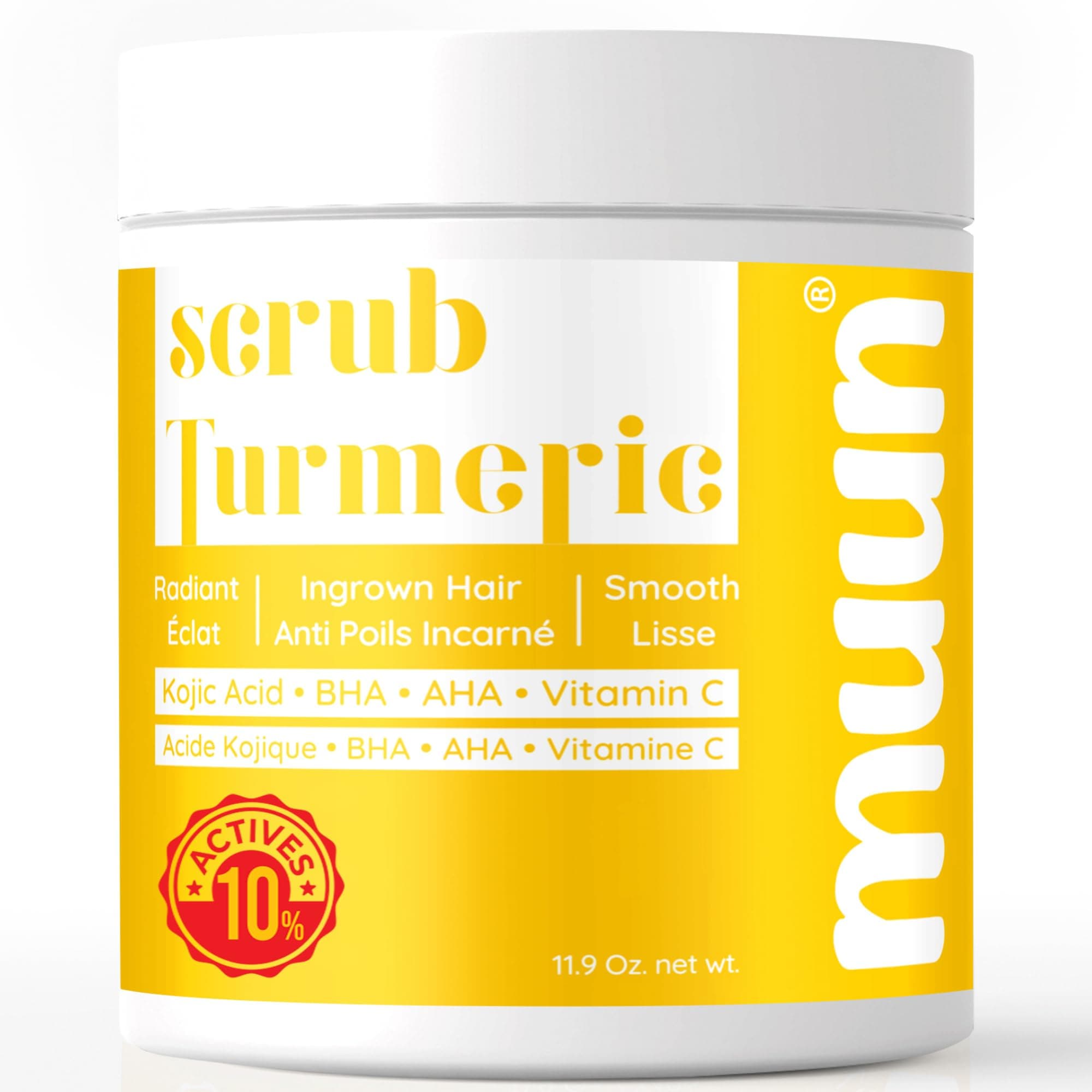 Turmeric Scrub with Kojic Acid AHA/BHA Face &Body - Exfoliator Dark spot Remover- Ingrown Hair Treatment Bikini Area Inner Thighs Armpit Underarm Exfoliating