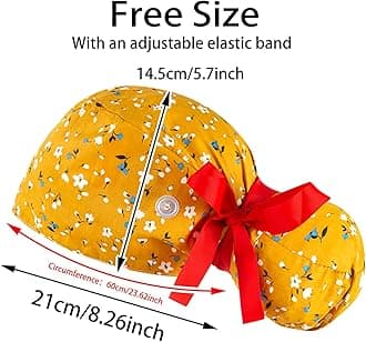 Scrub Caps Women Bouffant Scrub Hats Caps Nurses, Adjustable Working Cap Ponytail Pouch Tie Back Hats, Multicolor D