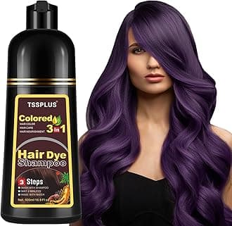 TSSPLUS 500ml Organic Natural Plant Essence Hair Color Shampoo - Instant Coloring for Women and Men, Covers Gray/White Hair (Purple)