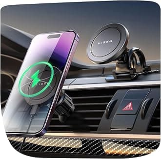 LISEN for Magsafe Car Mount Charger Wireless 15W Car Charger for iPhone [Powerful Magnets] Magnetic Car Phone Holder Mount Wireless Fast Charging for Magsafe Charger Fits iPhone 14 13 12 Magsafe Case