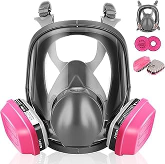 Respirator Mask With Filters, Gas Mask Perfect for Paint, Epoxy Resin, Dust, Woodworking, Organic Vapor, Sanding