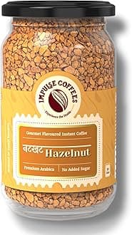 Impulse Coffees Nutkhat Hazelnut Instant Coffee Powder | Smooth Medium Roast Arabica with Toasty Rich Hazelnut Aroma & Creamy Aftertaste | Instant Café-Style Flavoured Coffee for Home & Office | 50Gms