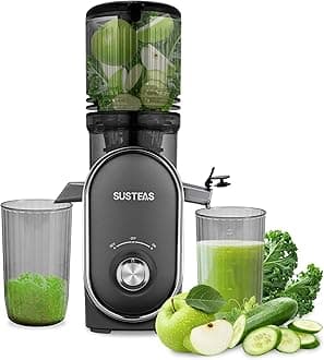 SUSTEAS Cold Press Juicer, 5.3" Feed Channel (50oz Capacity), 300 Watt Slow Chew Juice Extractor for Whole Fruits and Vegetables, Feeding