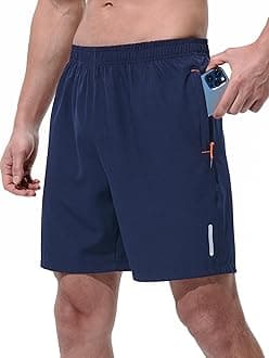 Mens Athletic Shorts Running Shorts Quick Dry Workout Shorts 7"/ 9" Lightweight Gym Basketball Shorts Zipper Pockets
