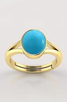 14.25 Ratti Turquoise Stone Original Certified Firoja Firoza Gemstone Adjustable Ring With Lab Certificate