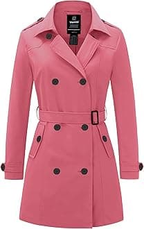 WantdoWomen's Waterproof Trench Coat Classic Lapel Outerwear Coat with Belt