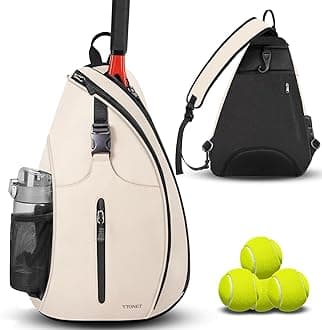 Tennis Bag, Tennis Sling Backpack Crossbody Water Resistant for Men Women, Holds Tennis Badminton Pickleball Rackets