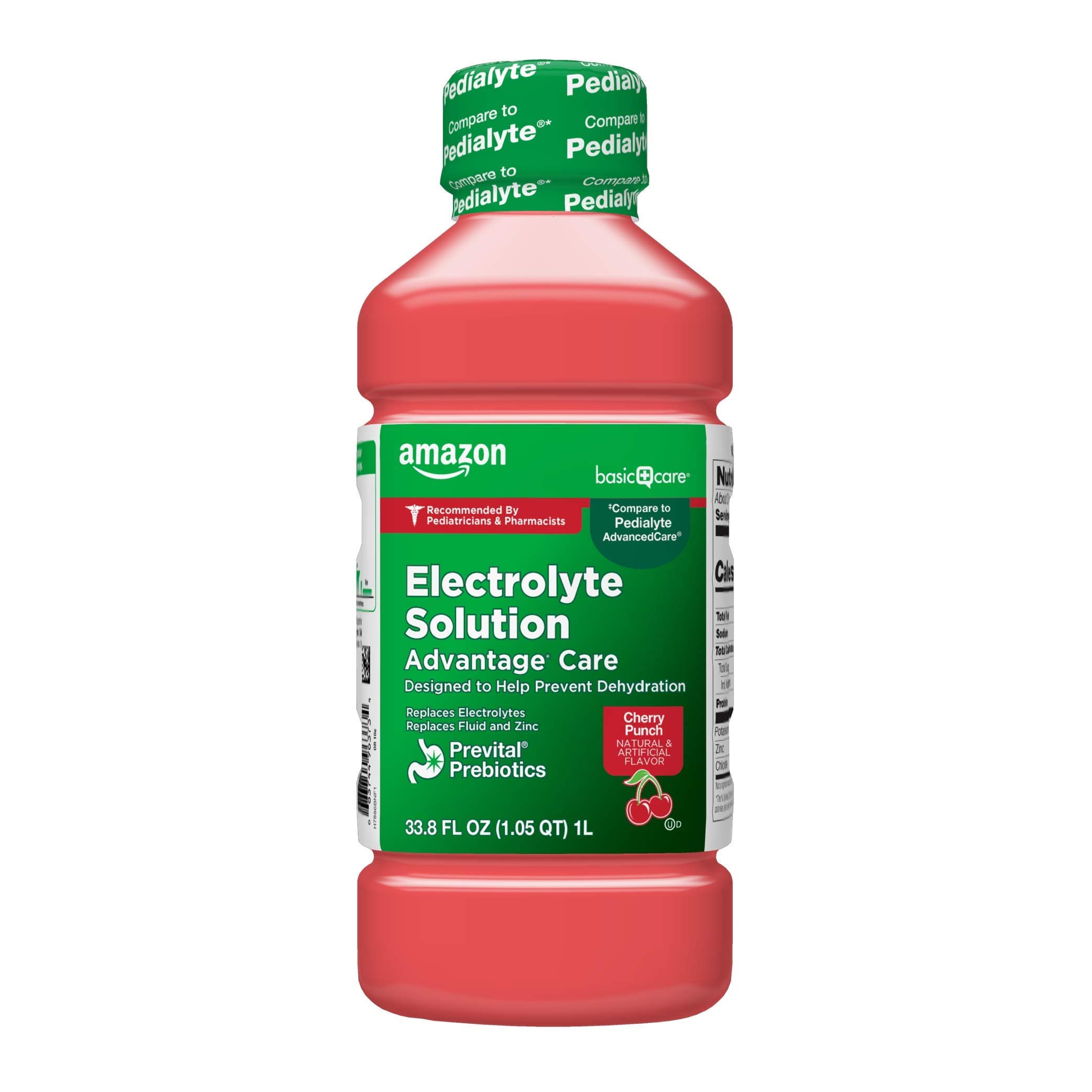 Electrolyte Solution Advantage Care with PreVital Prebiotics, Cherry Punch, Designed to Help Prevent Dehydration, Replaces Electrolytes, Fluid and Zinc, 33.8 fl oz (Pack of 1)