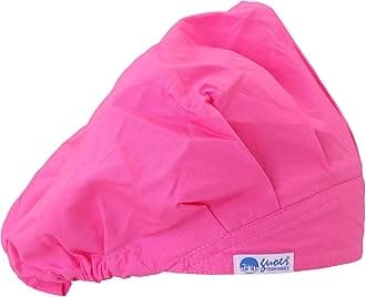 GUOER Women's Bouffant Scrubs Hat Pink (Color16)