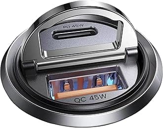 MRGLAS 90W USB C Car Charger Fast Charging,[Invisible Design] All Metal Car Charger USB C PD45W+QC3.0 Dual Port Cigarette Lighter Car Adapter for iPhone 17 16 Pro Max Plus 15 Samsung S26 S25 Ultra