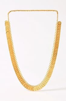 Necklace Gold Plated Long Temple Coin Traditional Fashion Jewellery Set For Women and Girls