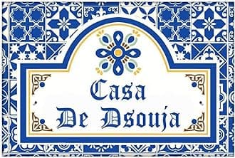 Nutcase polycarbonate Customized Personalized Waterproof Sunboard Digital Print Spanish Azulejo Portuguese Style Outdoor Name Plates for Home -W-12 x L-8"- Tiles of Seville