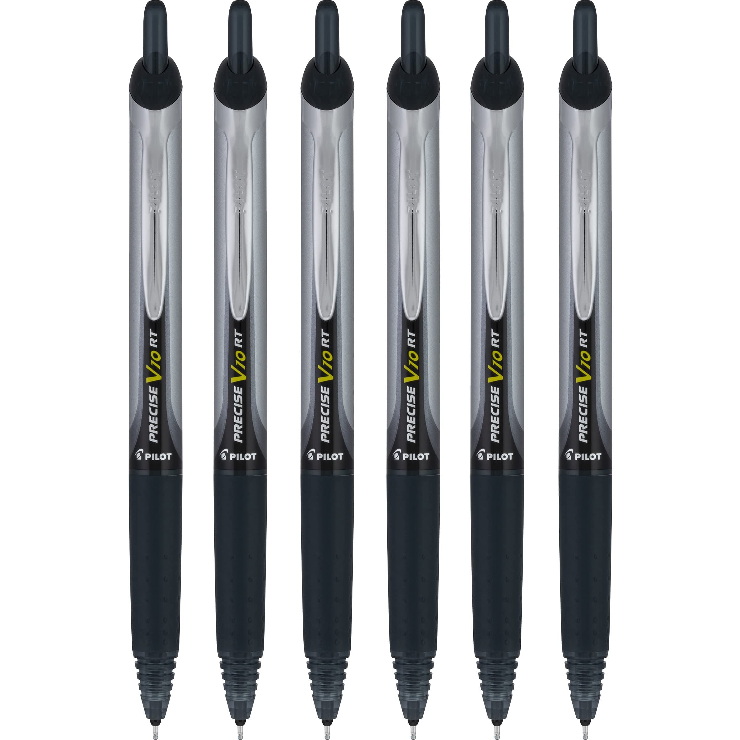 PILOT Precise V10 RT Retractable Liquid Ink Roller Ball Pens, Bold Point, 1.0mm, Black Ink, 6 Count