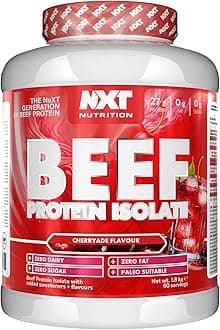 NXT Nutrition Beef Protein Isolate Powder - Protein Powder, Alternative to Whey Protein and Vegan Protein Powder, Halal, Lactose, Dairy, Gluten, and Soy Free - 60 Servings - 1.8Kg Cherryade