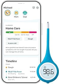 Kinsa Smart,Fever, Digital Medical Baby, Kid and Adult Termometro - Accurate, Fast, FDA Cleared Thermometer for Oral, Armpit or Rectal Temperature Reading - QuickCare
