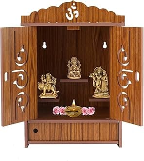 ENTERISE Wooden MDF Home/Office Wall Hanging and Table Top Home Pooja Mandir/Home Temple/ Table top Temple (Brown 2)